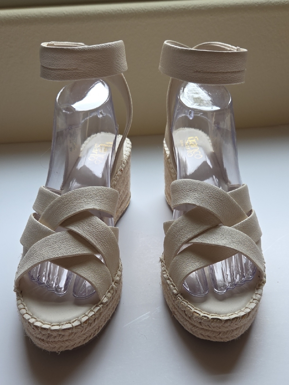 Franco Sarto Carmina Espadrille Wedge Sandals, Cream, Size 10